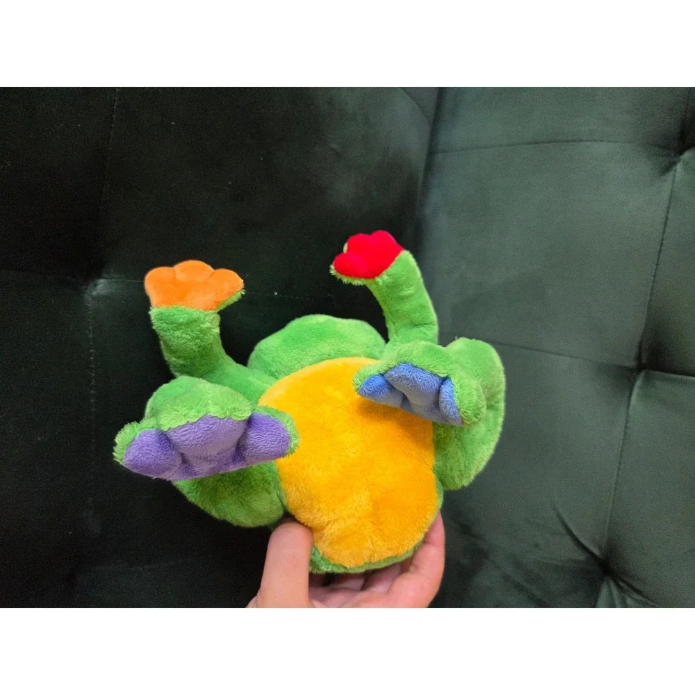 Vintage 90s Baby Gund Tutti Frutti Frog Plush Toy Rainbow Color Block 8''